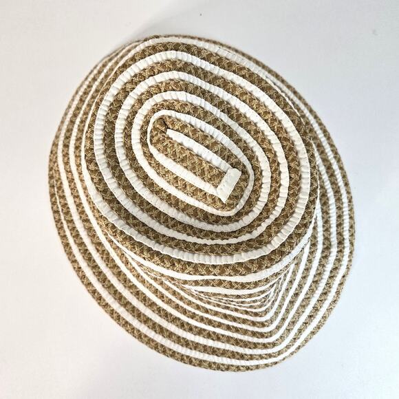Eric Javits Sun Bucket Hat Straw Tan and White Packable - Picture 3 of 8